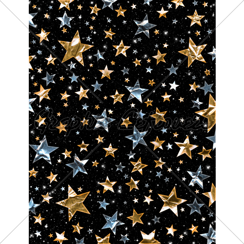Star Field Of Gold And Silver Stars With A Cl