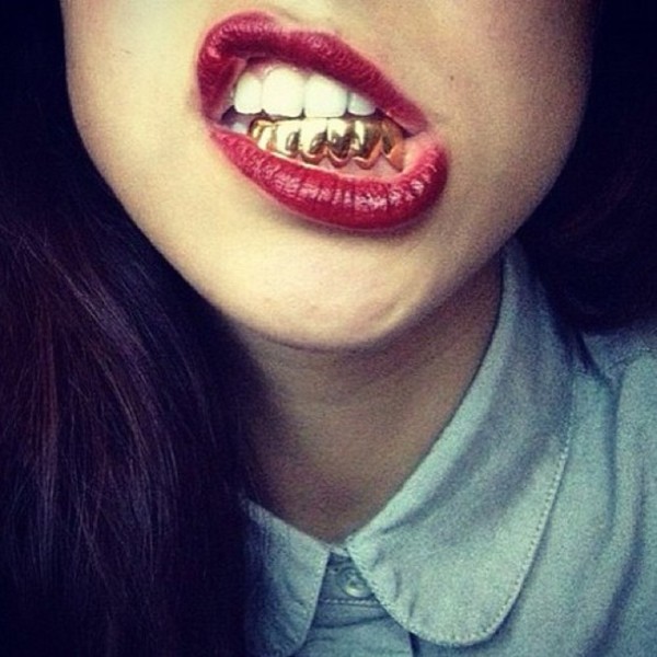 Real Shiny 14k Gold Plated Hiphop Teeth Grillz Top Bottom