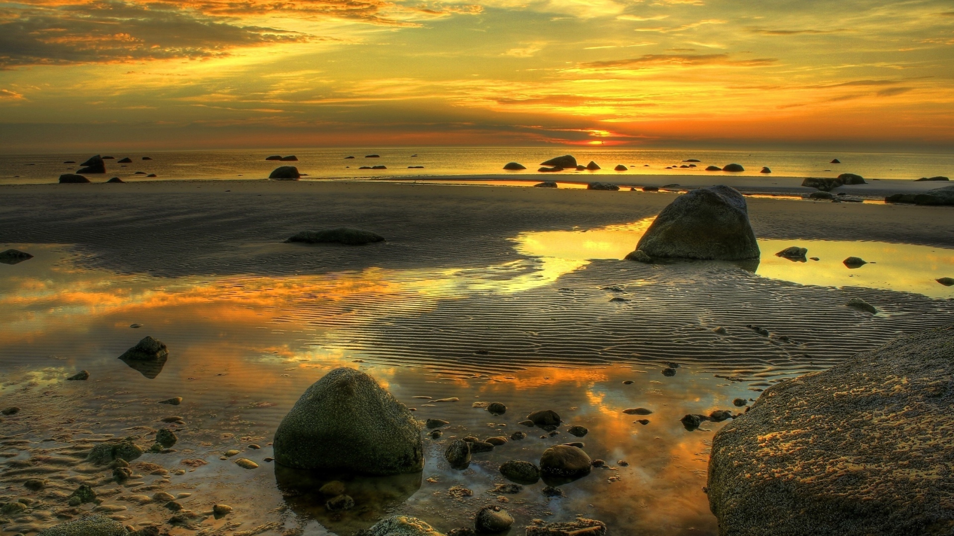 HD Wallpaper Tide Sunset Cloud Reflection