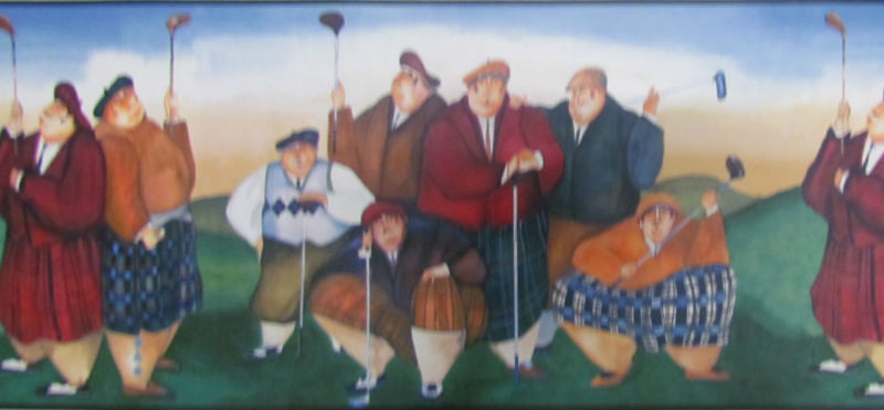 Wall Border Golf Players Painting Effect Hockey Big Men Wallpaper