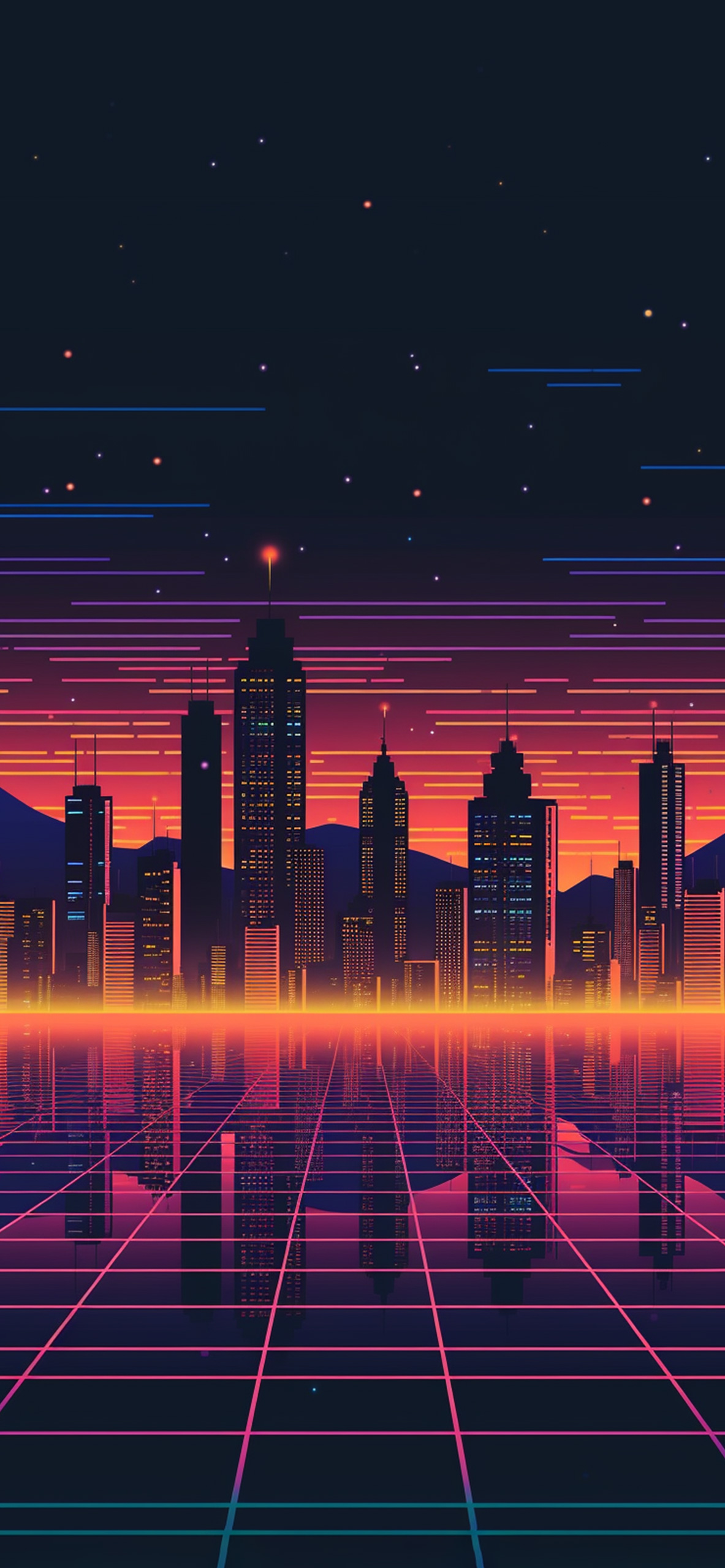 80s Retro Sci Fi City Wallpaper