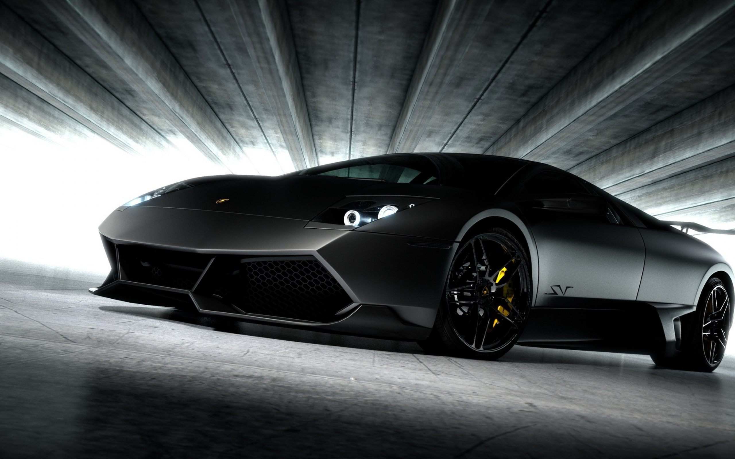 Lamborghini Murcielago Black Car Wallpaper HD
