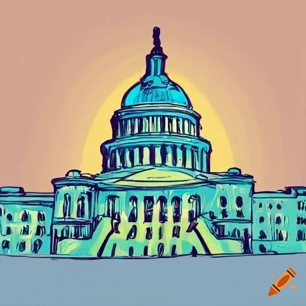 Clipart Style Of Us Capitol Building With Turn Around Logo Wallpaper