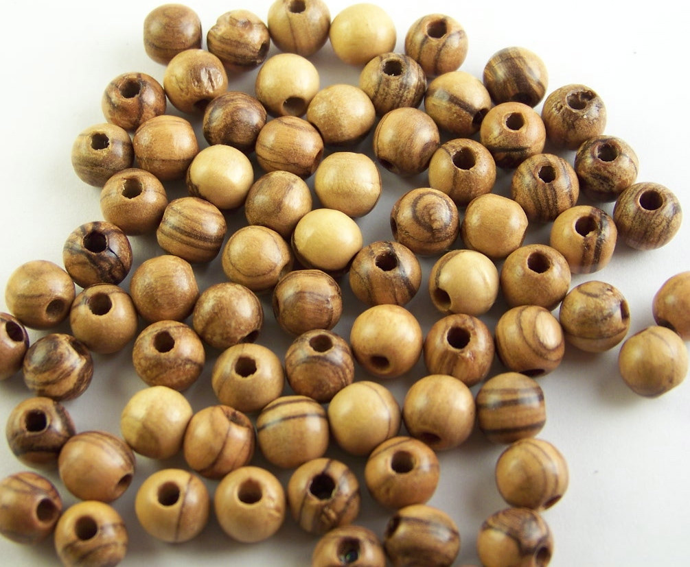 120 Olive Wood Beads Round Figured Polished 8mm Best Quality Holy 1005x827
