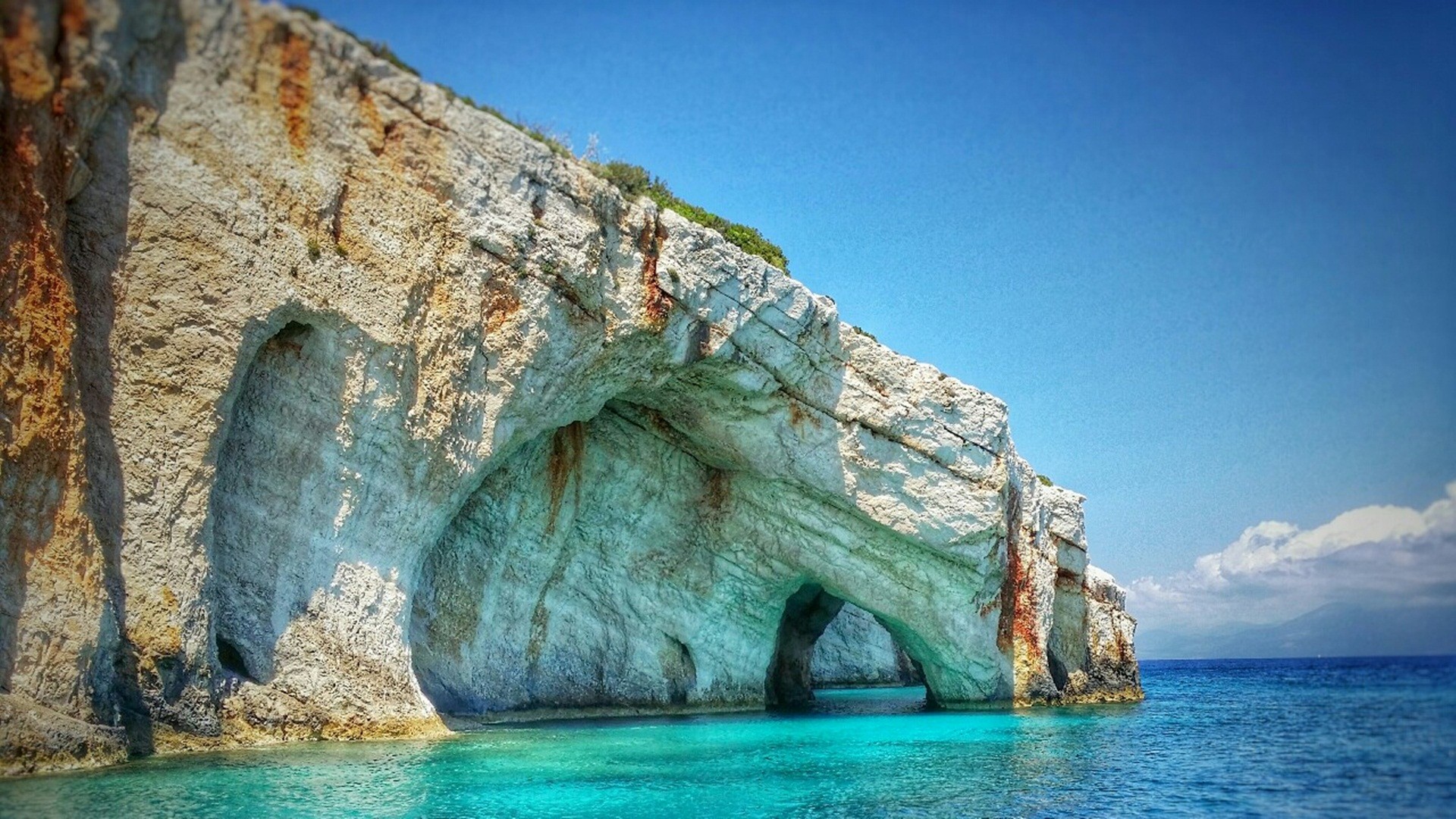 Blue Caves Zakynthos Island Greece Background