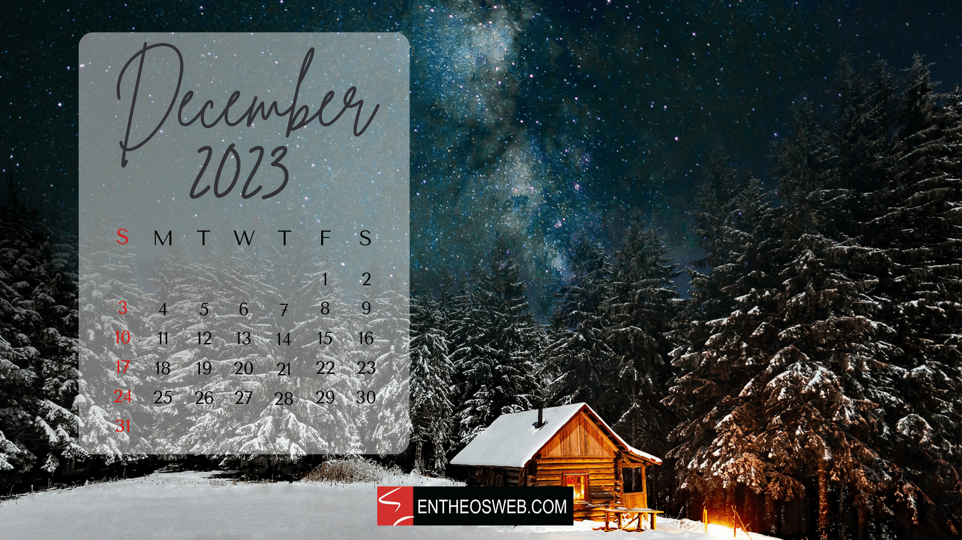 December Calendar Desktop Wallpaper Entheosweb