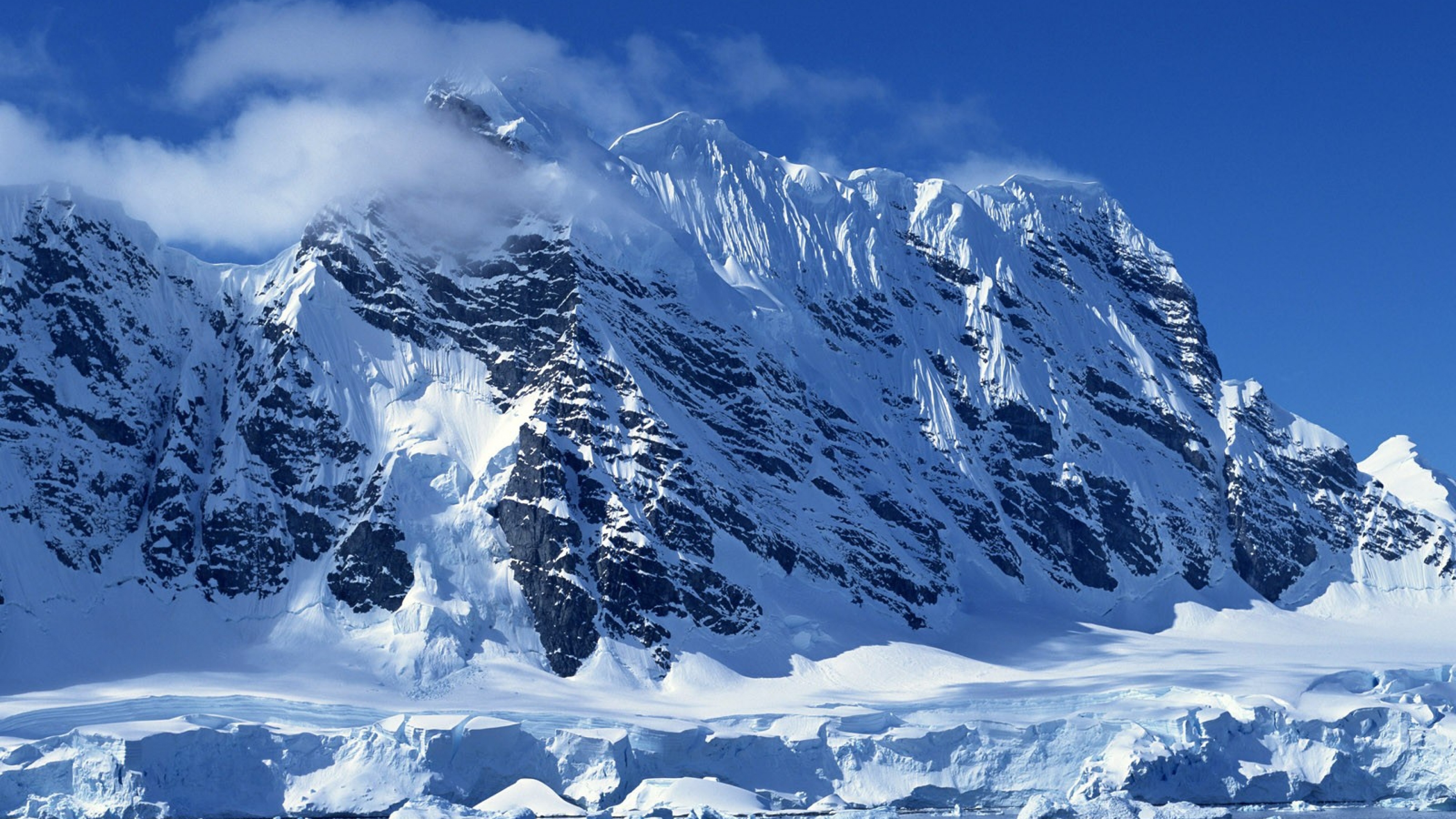 Wallpaper Winter Mountains Ice Stones Cold Clouds 4k
