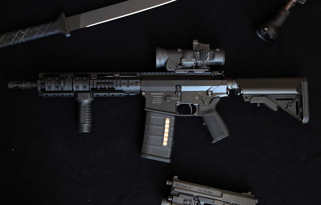 Wallpaper Gun Weapons Knife Flashlight Automatic Rifle Dmr