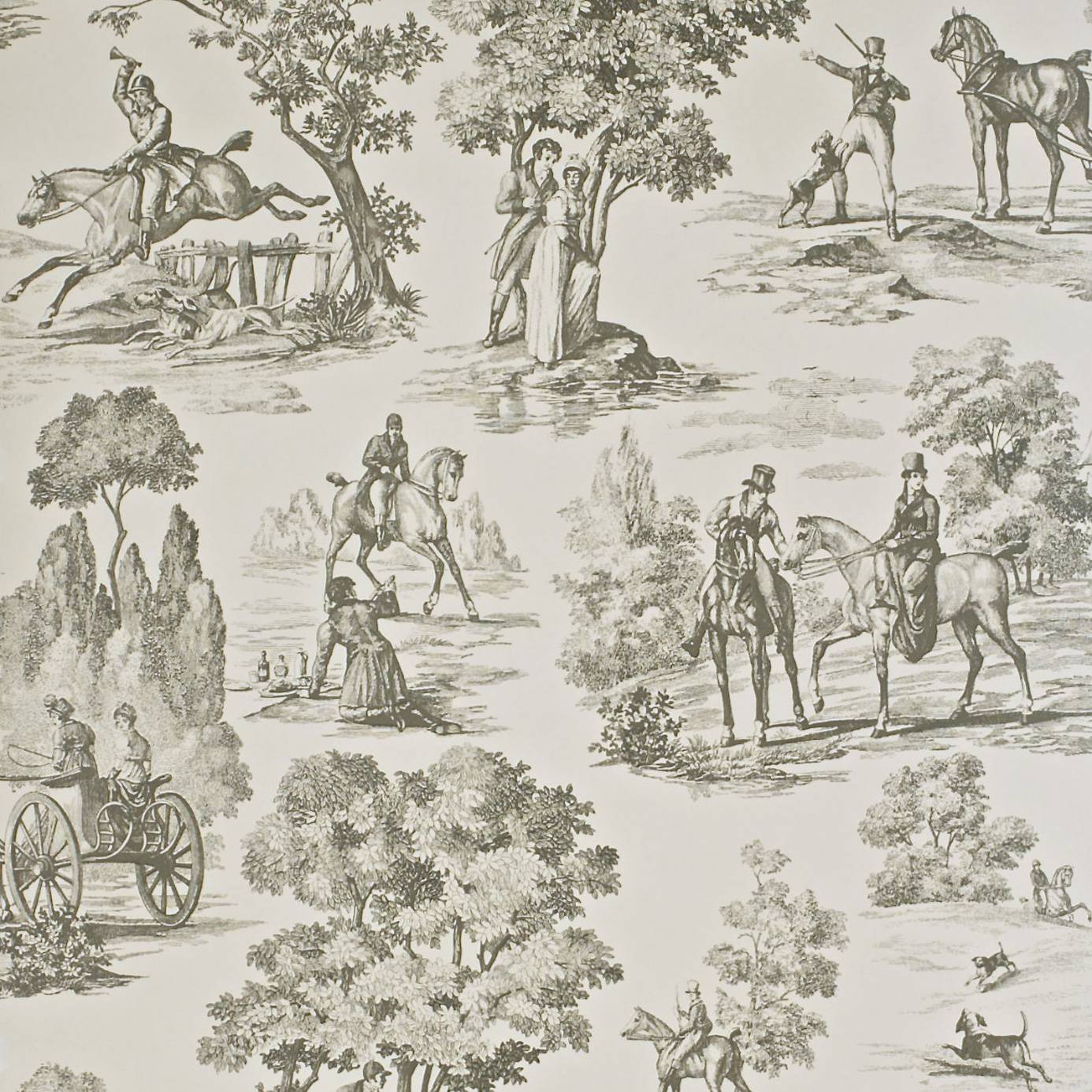 Home Wallpapers Sanderson Toile Wallpapers Fox Hunting Wallpaper
