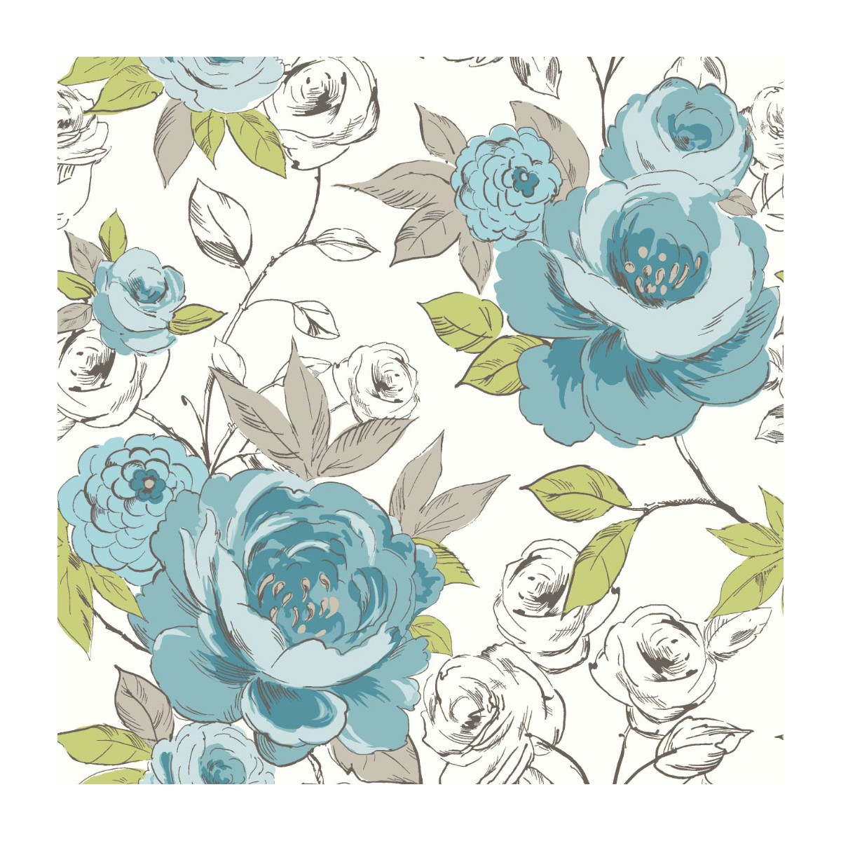 Home Shop By Style Floral Cassi Teal Wallpaper