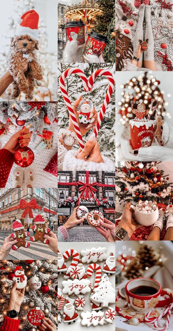 Christmas Collage Aesthetic Ideas Red And White