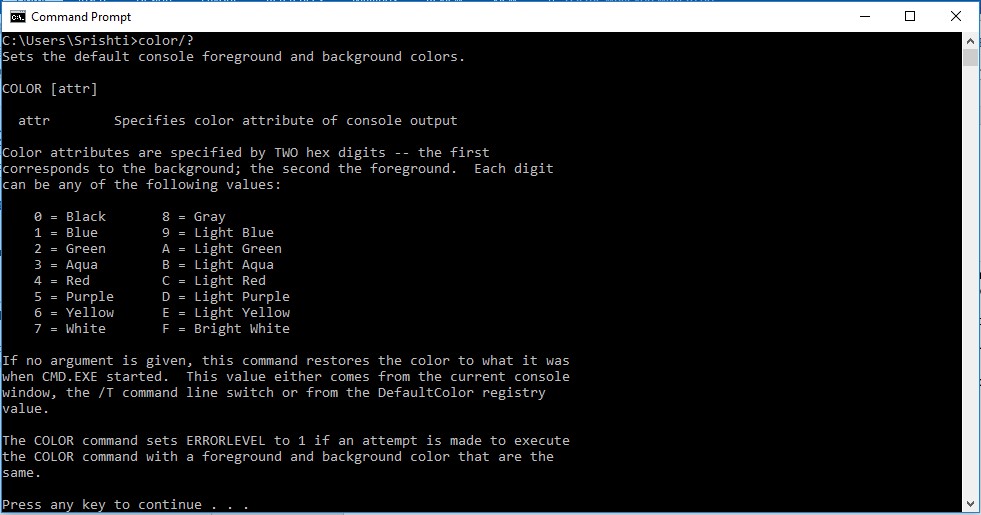 Change Mand Prompt Color In Windows