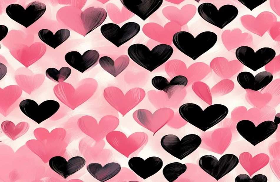 Pink And Black Heart Wallpaper
