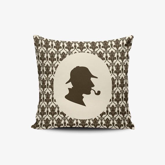 Sherlock Holmes Bbc Wallpaper Square Throw Pillow Cover Vintage