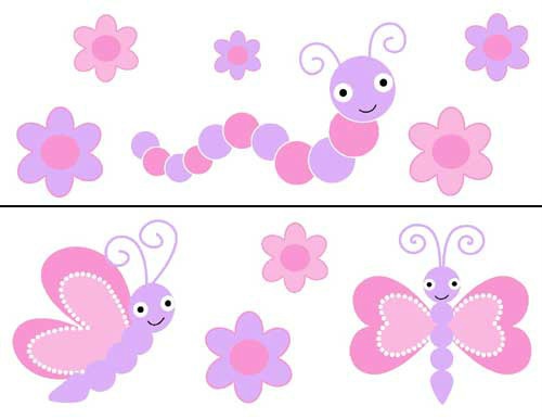 Butterfly Ladybug Wall Border Decals Nursery Baby Girl Kids Room