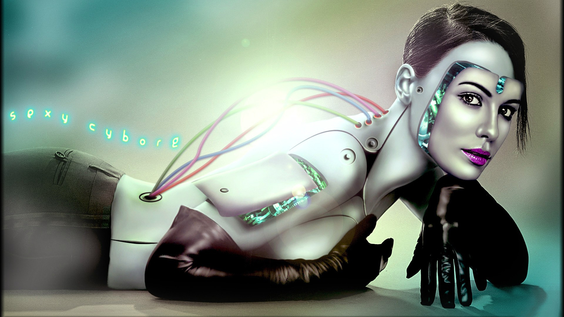 Sexy Cyborg Robot 3d Mask Fantasy Digital Art Desktop Wallpaper