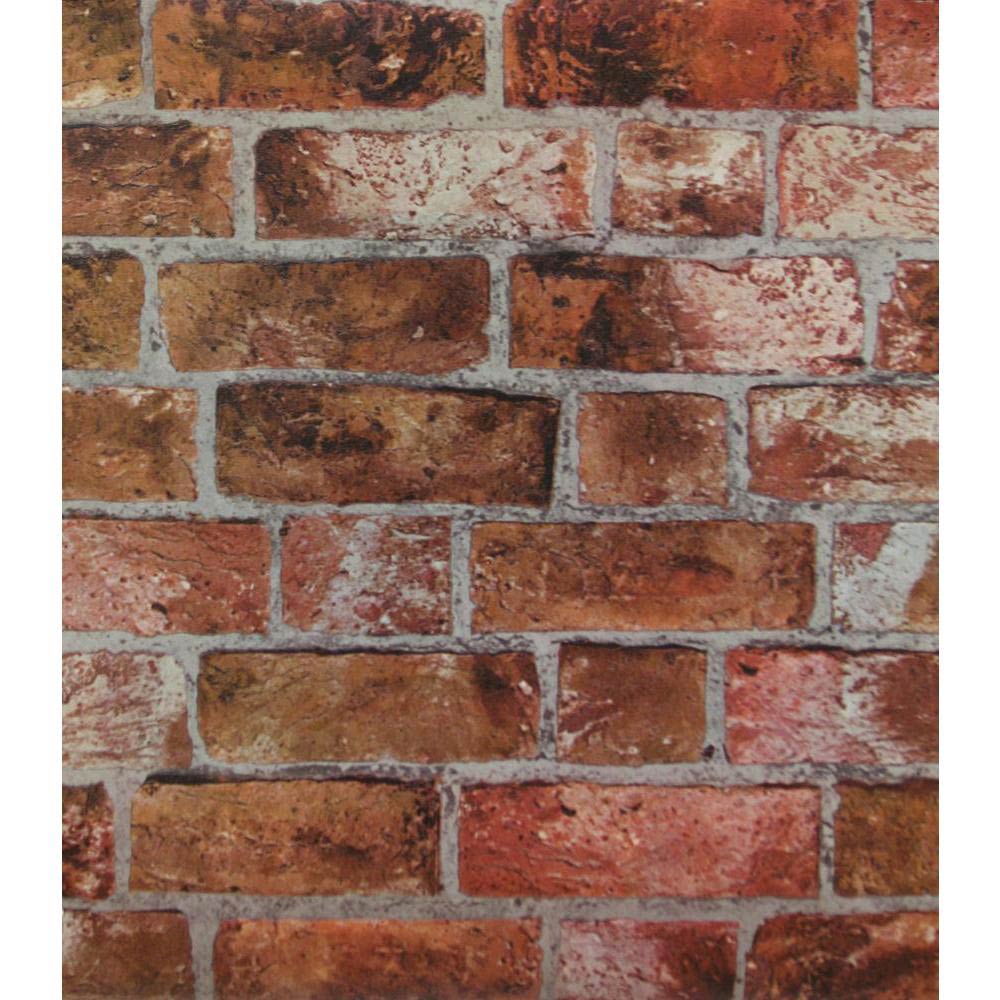 Modern Rustic Brick Wallpaper   Copper Red