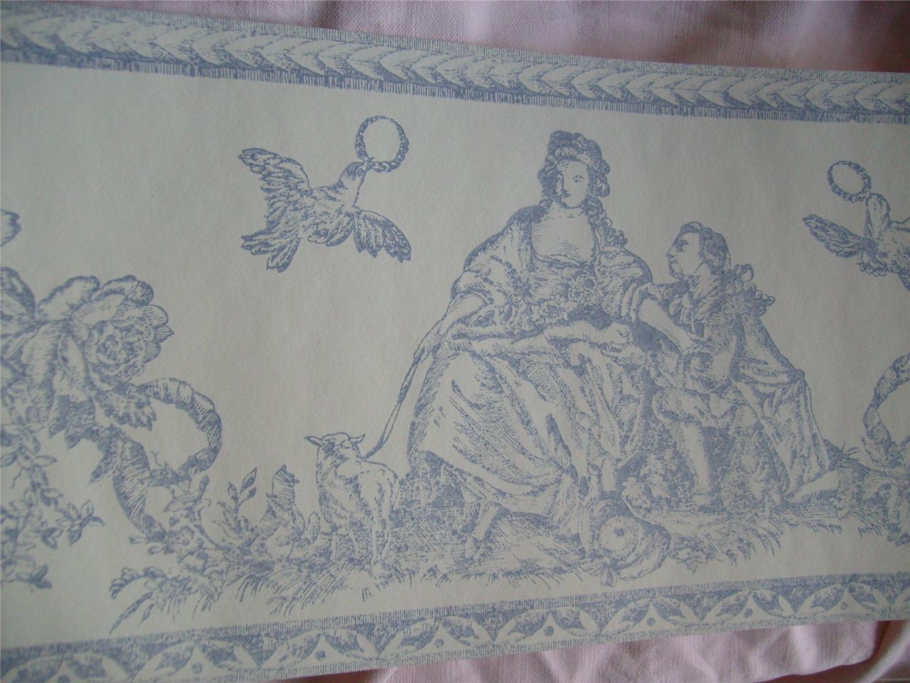 Free download Details about BLUE FRENCH TOILE WILMAN WALLPAPER BORDERS