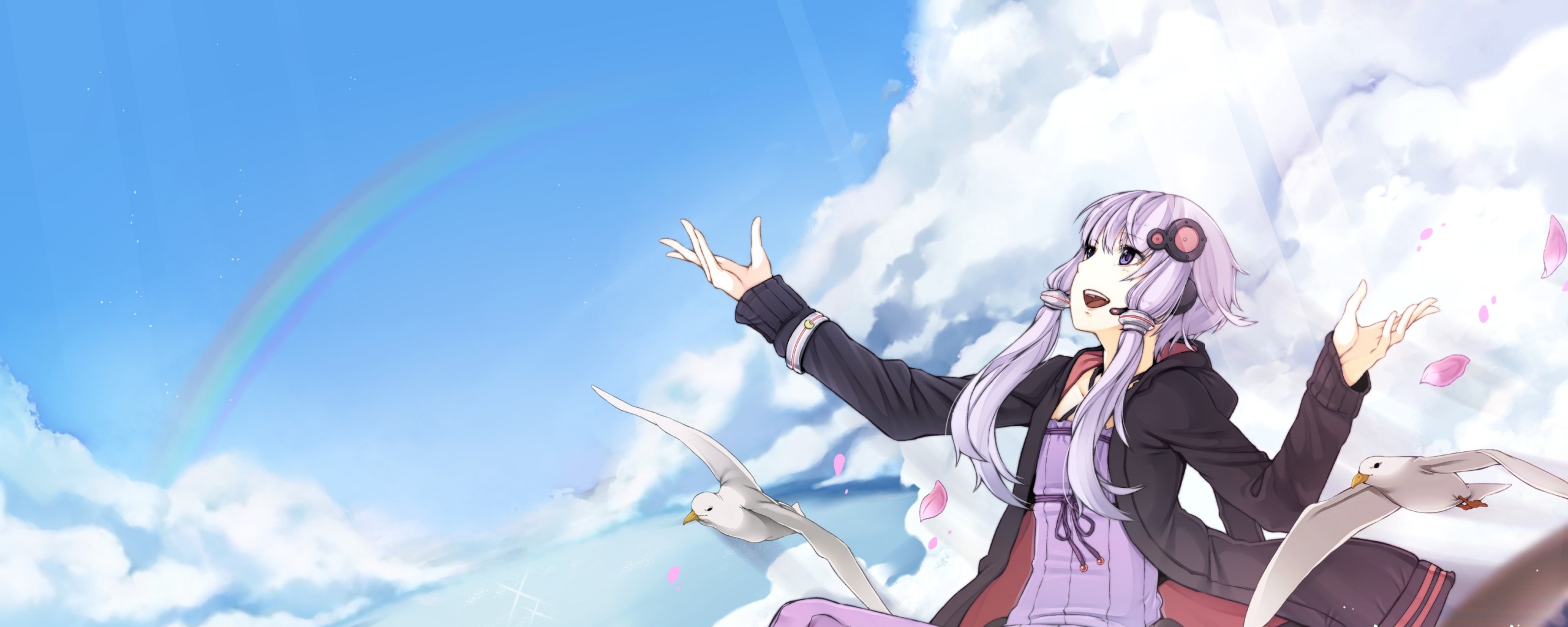 Girl Flying Bird Sky Wallpaper Background Dual Monitor Resolution