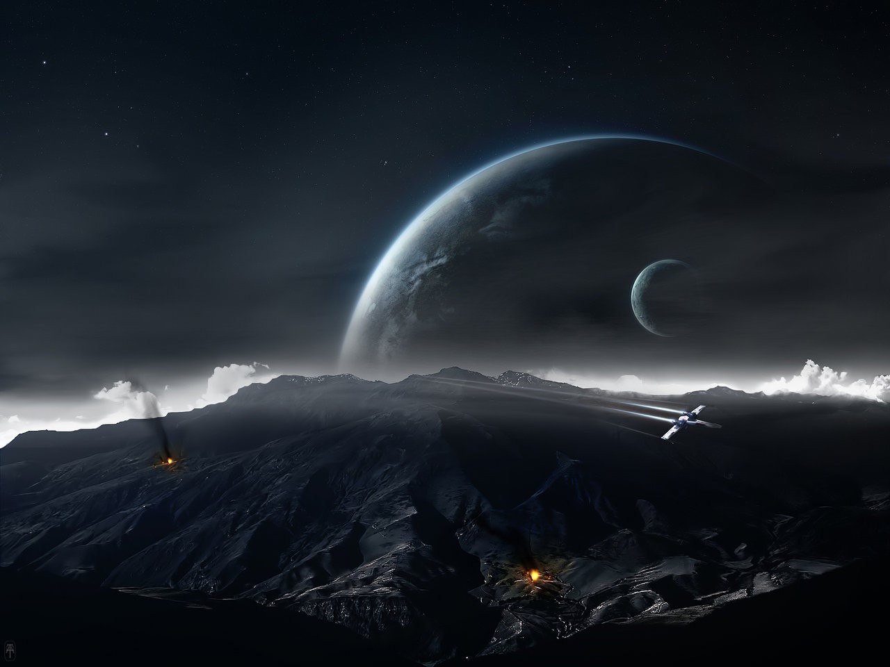 Star Wars Planet Moon Battle Space Art Wallpapers HD Desktop