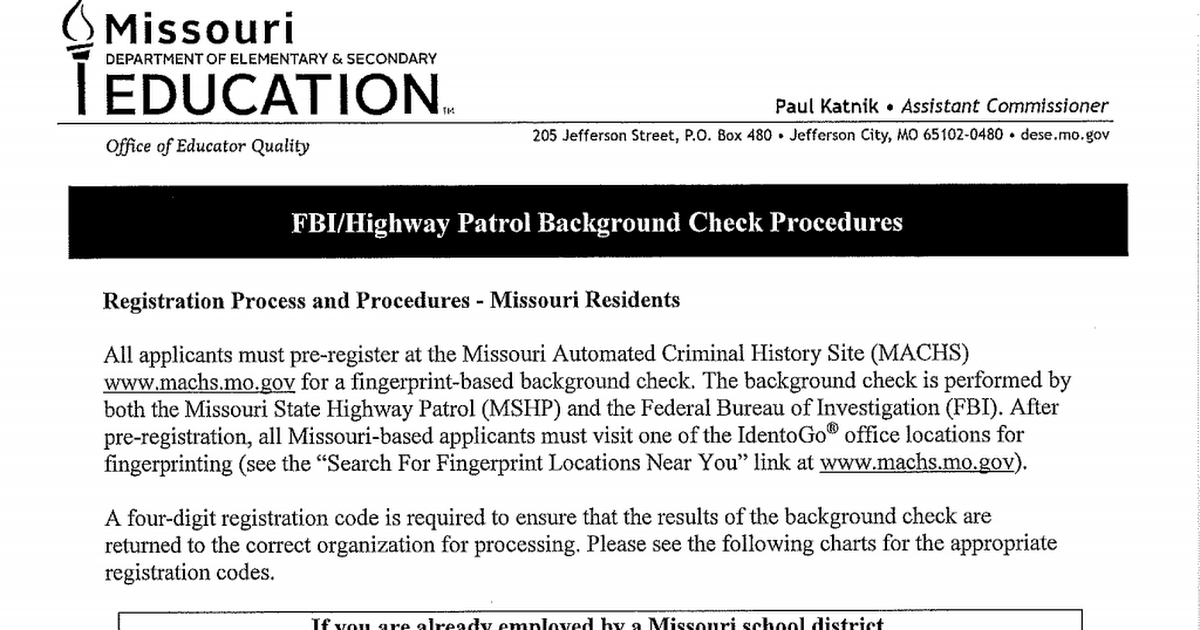 Fbi Highway Patrol Background Check Procedures Pdf Google Drive