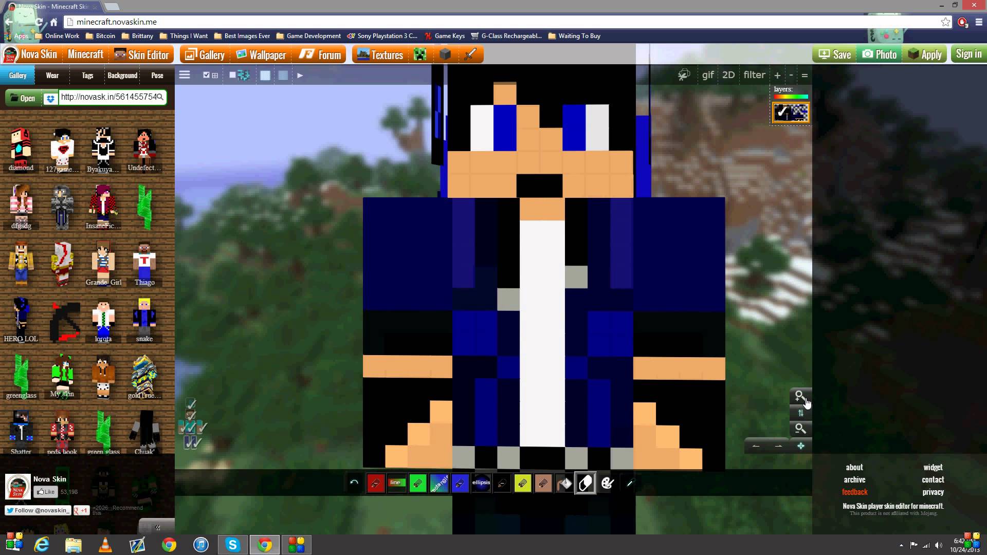 White and Blue Hair Minecraft Skin Maker - wide 6