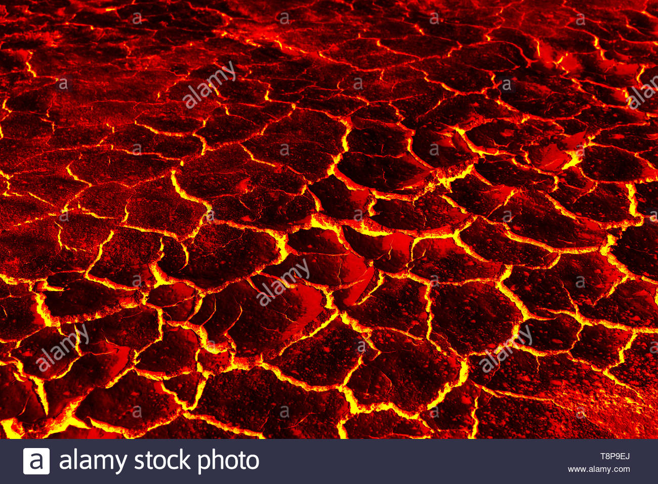The Surface Of Lava Red Crack Stage For Background Stock