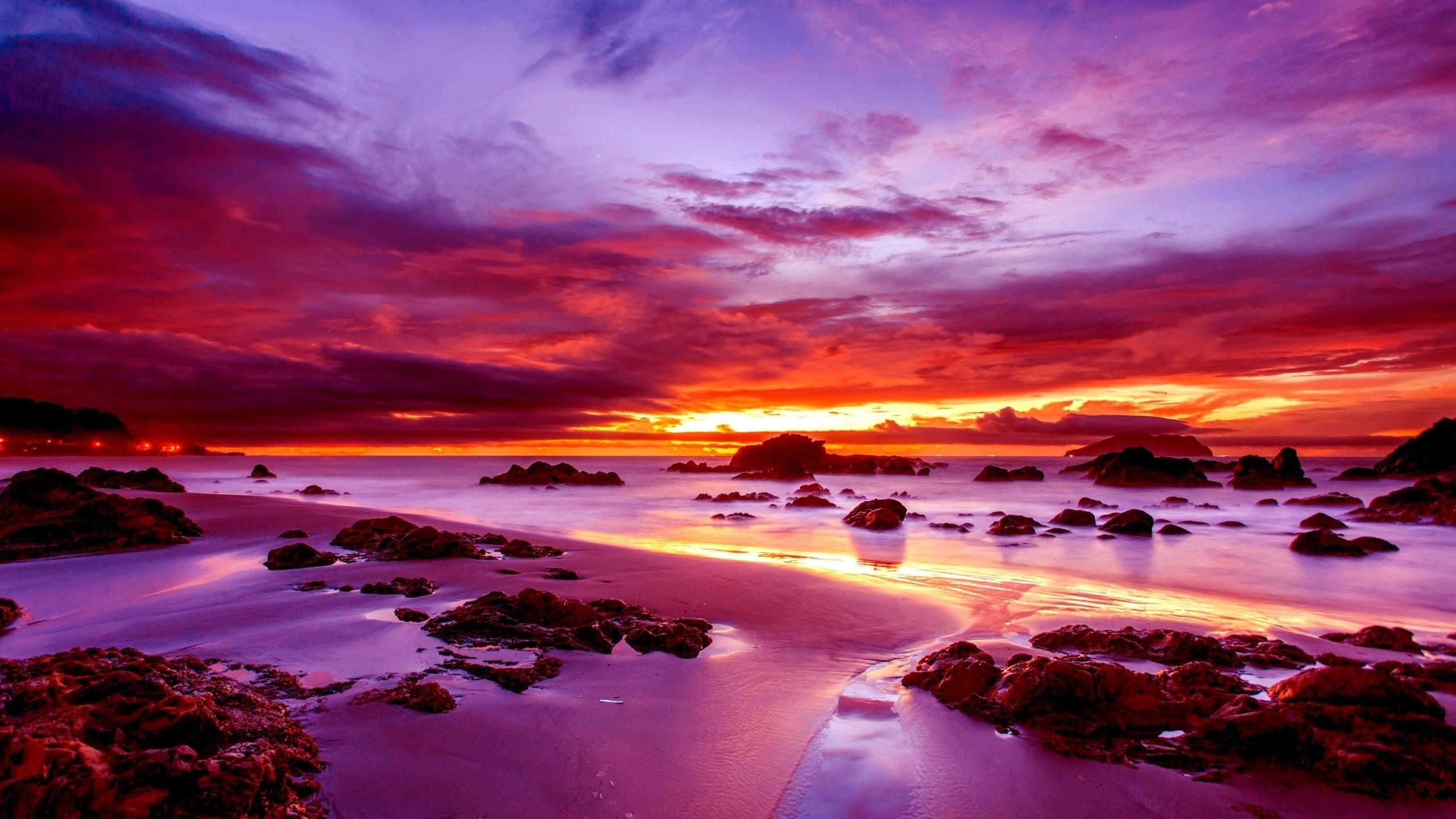 Wallpaper Sky Sunset Water Purple Ocean Nature PicsFabcom