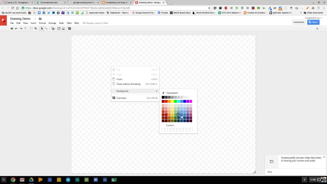 Google Drawing Basics Change Background Color