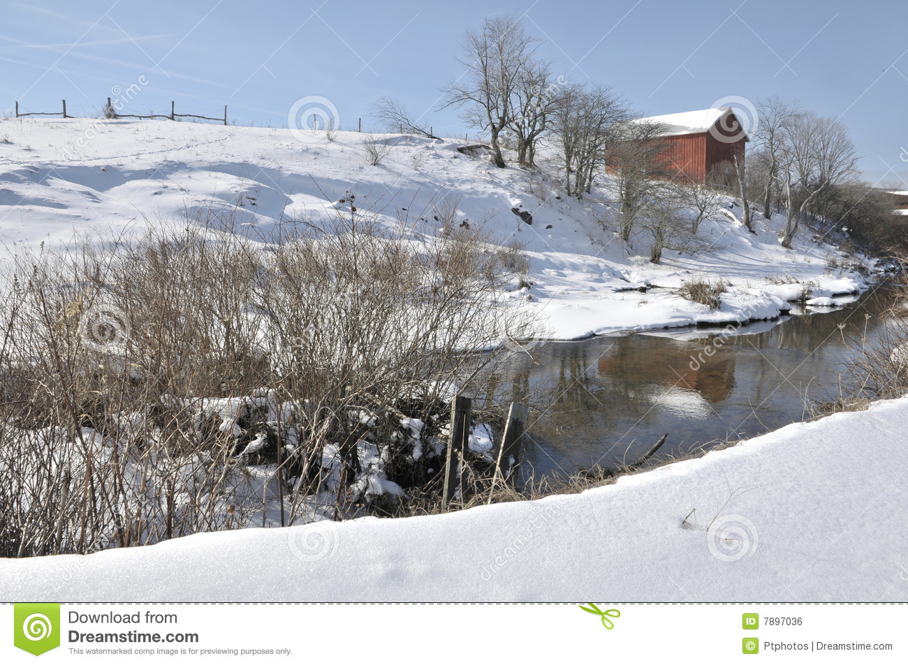 Beautiful Winter Scene In Canaan Valley West Virginia With A Red Barn