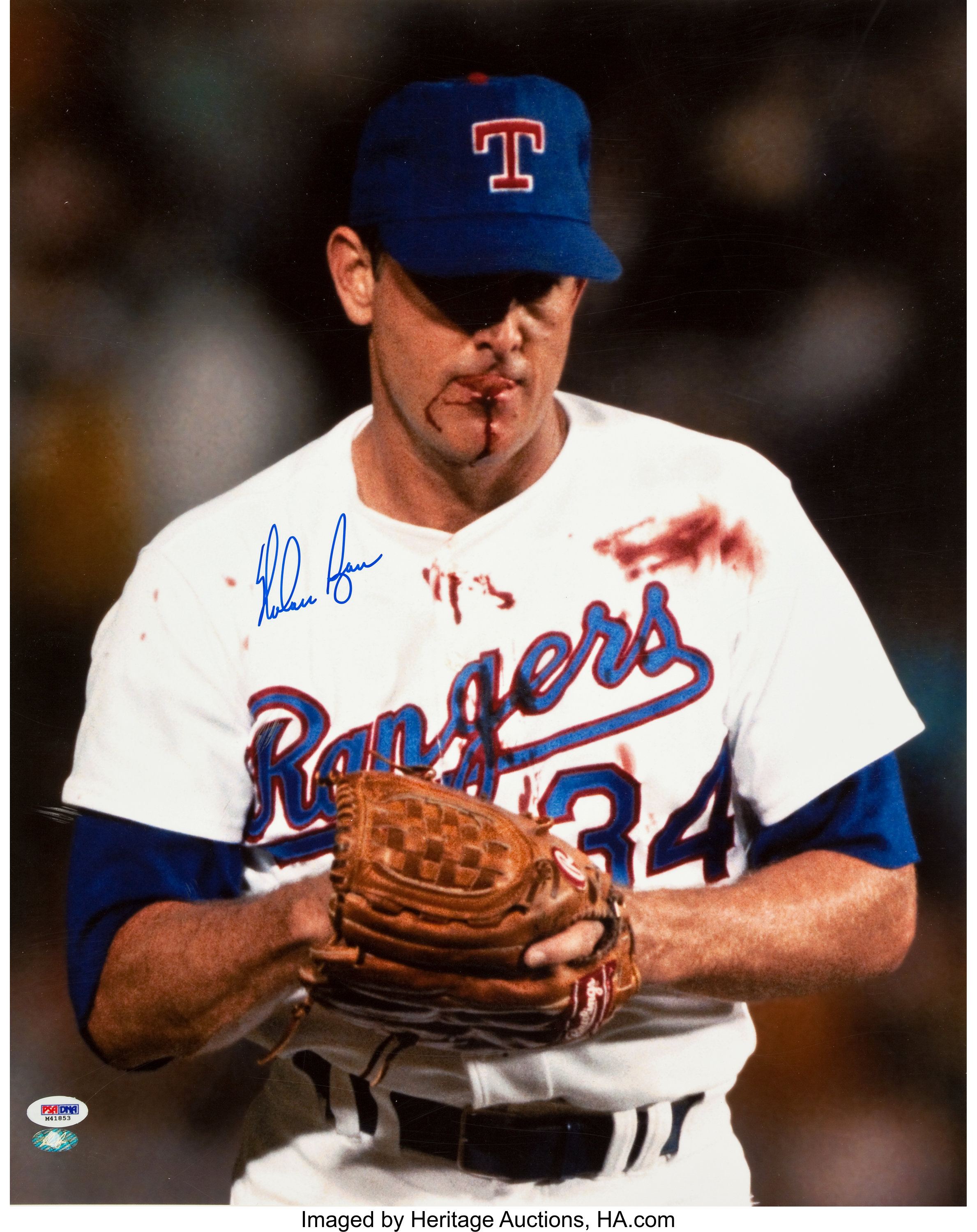 Nolan Ryan Signed Bloody Mouth Oversized Photograph 2378x3000