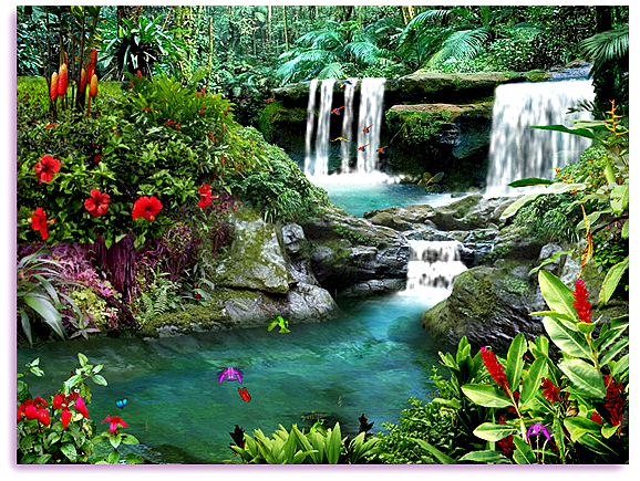 Living Waterfalls 3 3D Screensaver Animated Waterfall Screen 578x435