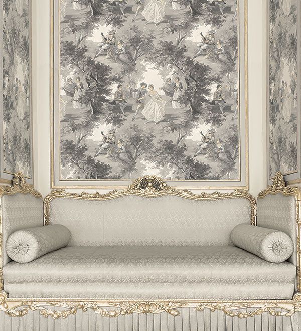31cm Wallpaper Sample Victorian Lovers Toile In Gray