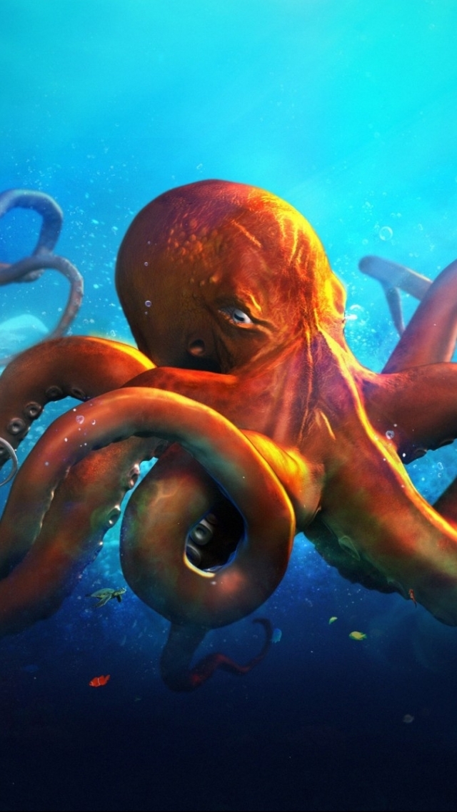 Red Octopus Wallpaper