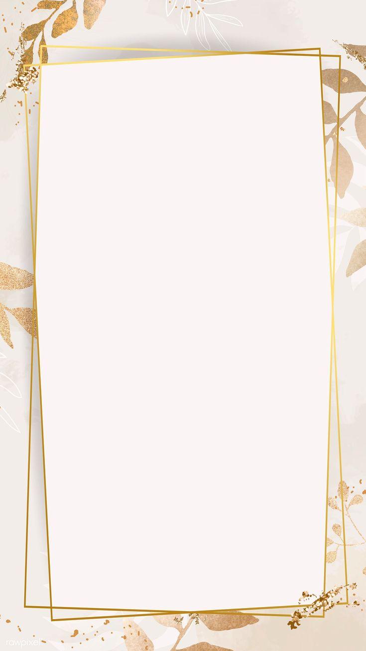 Christmas Golden Rectangle Frame On Beige Background Mobile Phone