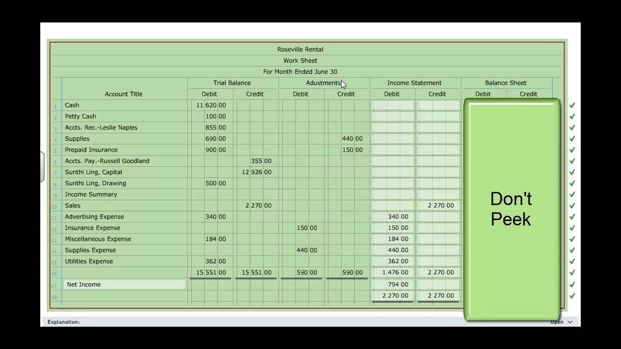 Aplia Accounting Worksheet Ch Part