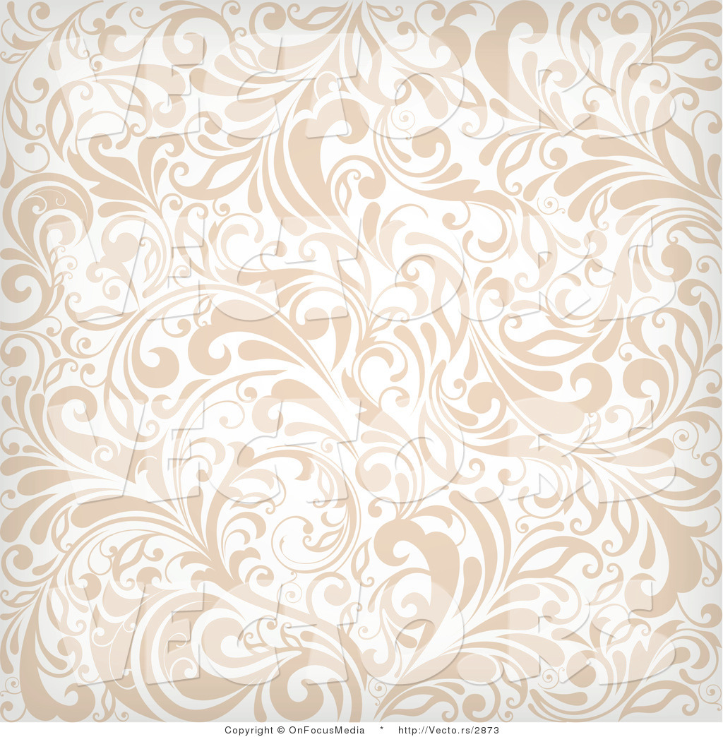 And White Leafy Vines Background Pattern Design Beige Orange Brown
