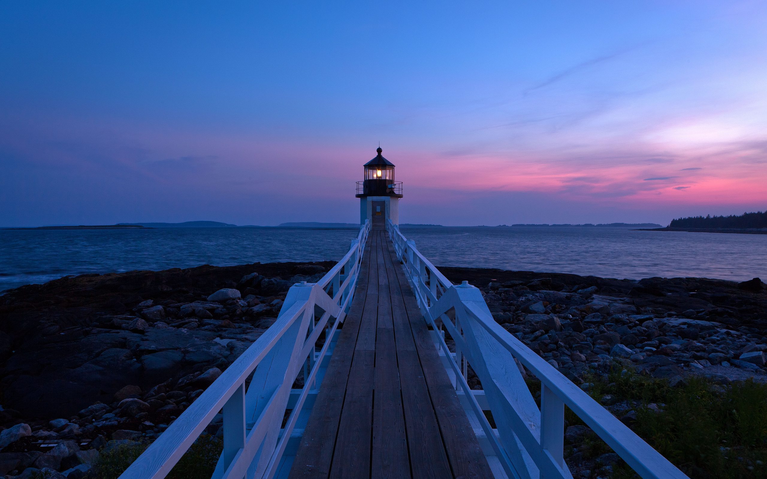 Sunset Sea Lighthouse Nature Landscape Wallpaper