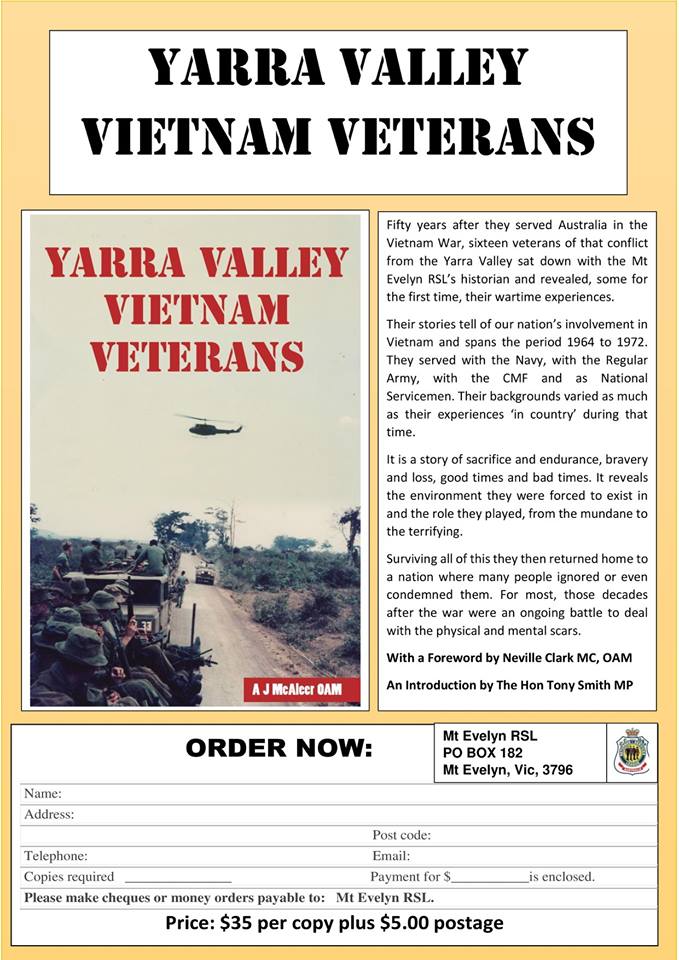 Mt Evelyn Rsl Copies Of Our Recent Book Yarra Valley