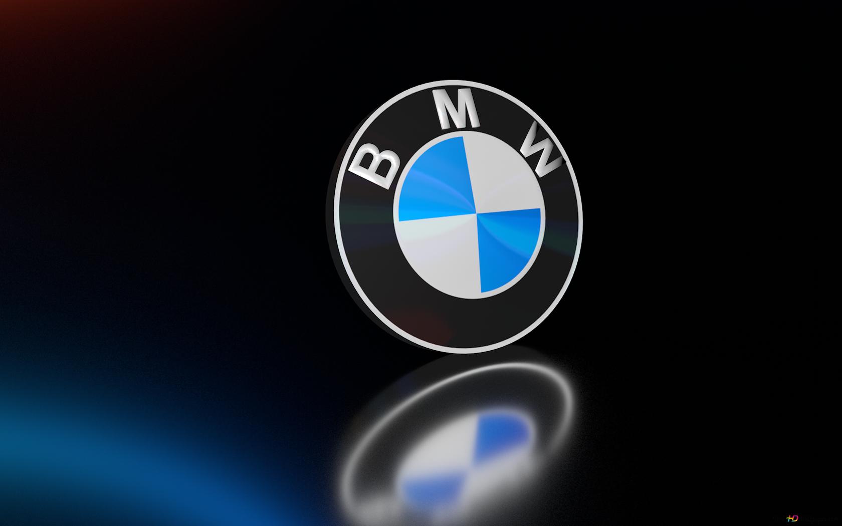 Sleek BMW Logo on Dark Background with Reflection