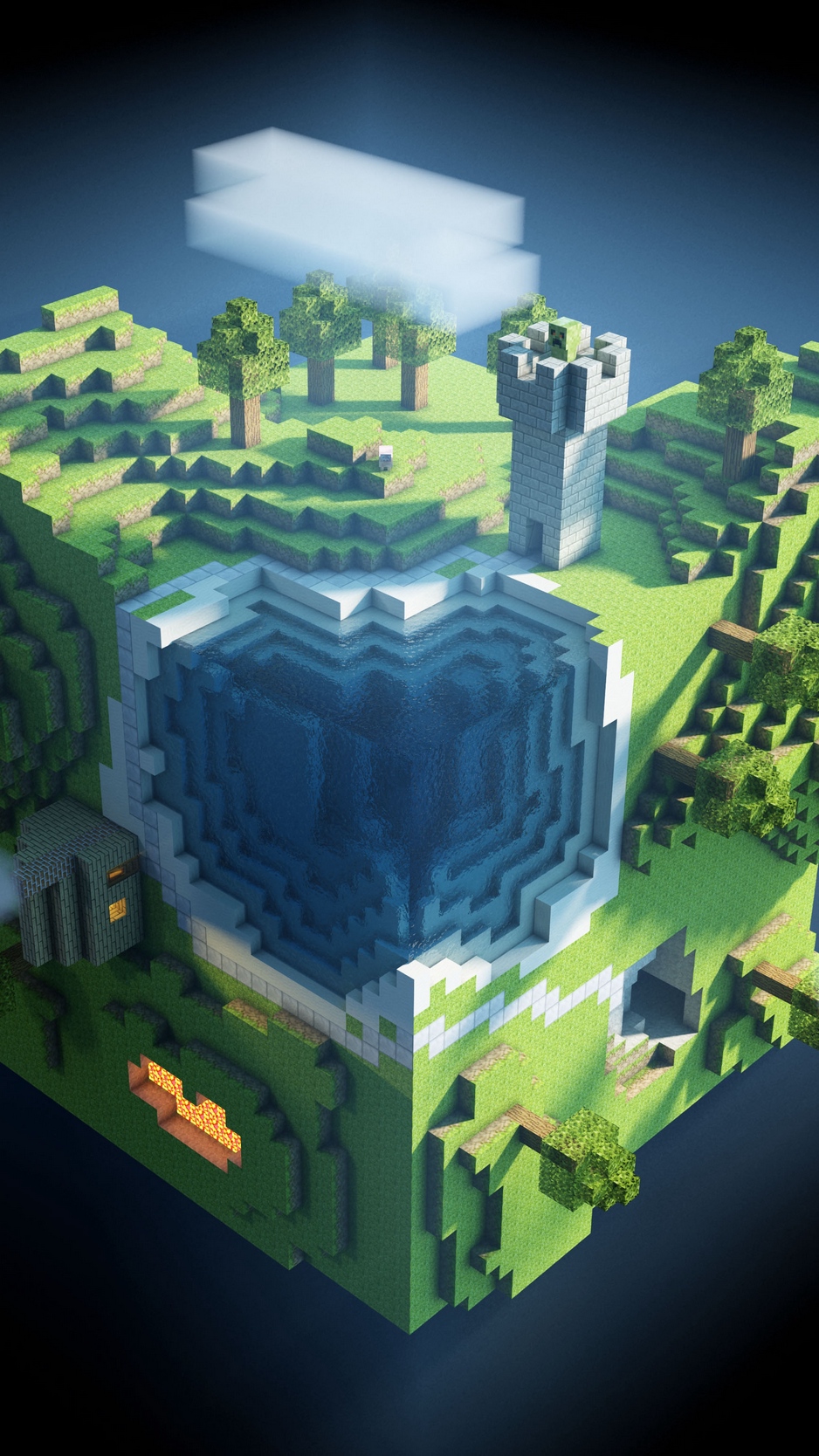 Download wallpaper 938x1668 minecraft planet cube cubes world