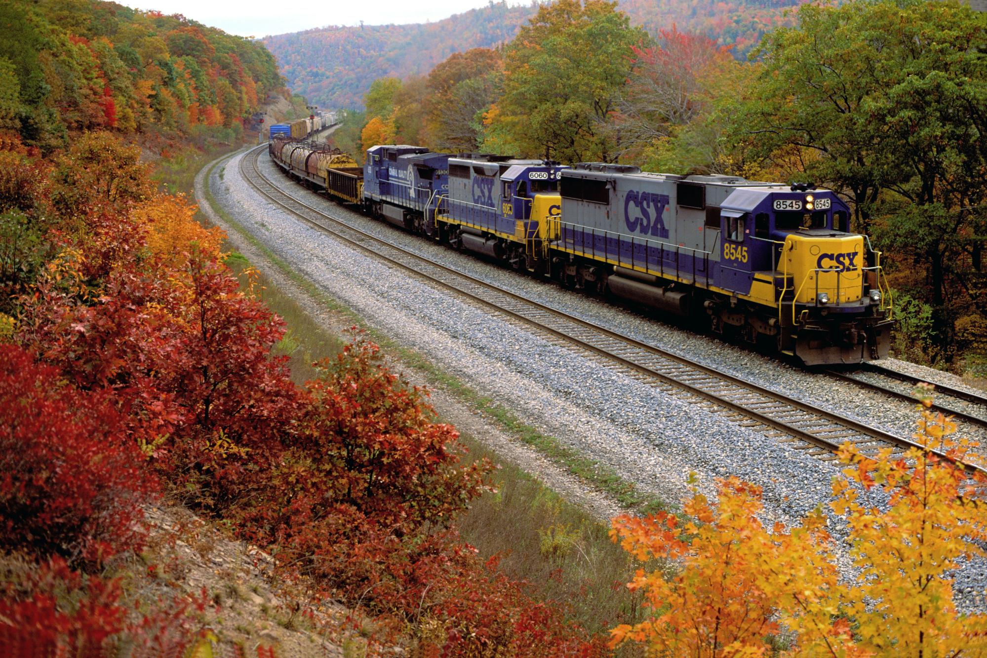 Transport Trains Wallpaper Yellow And Blue Csx Train