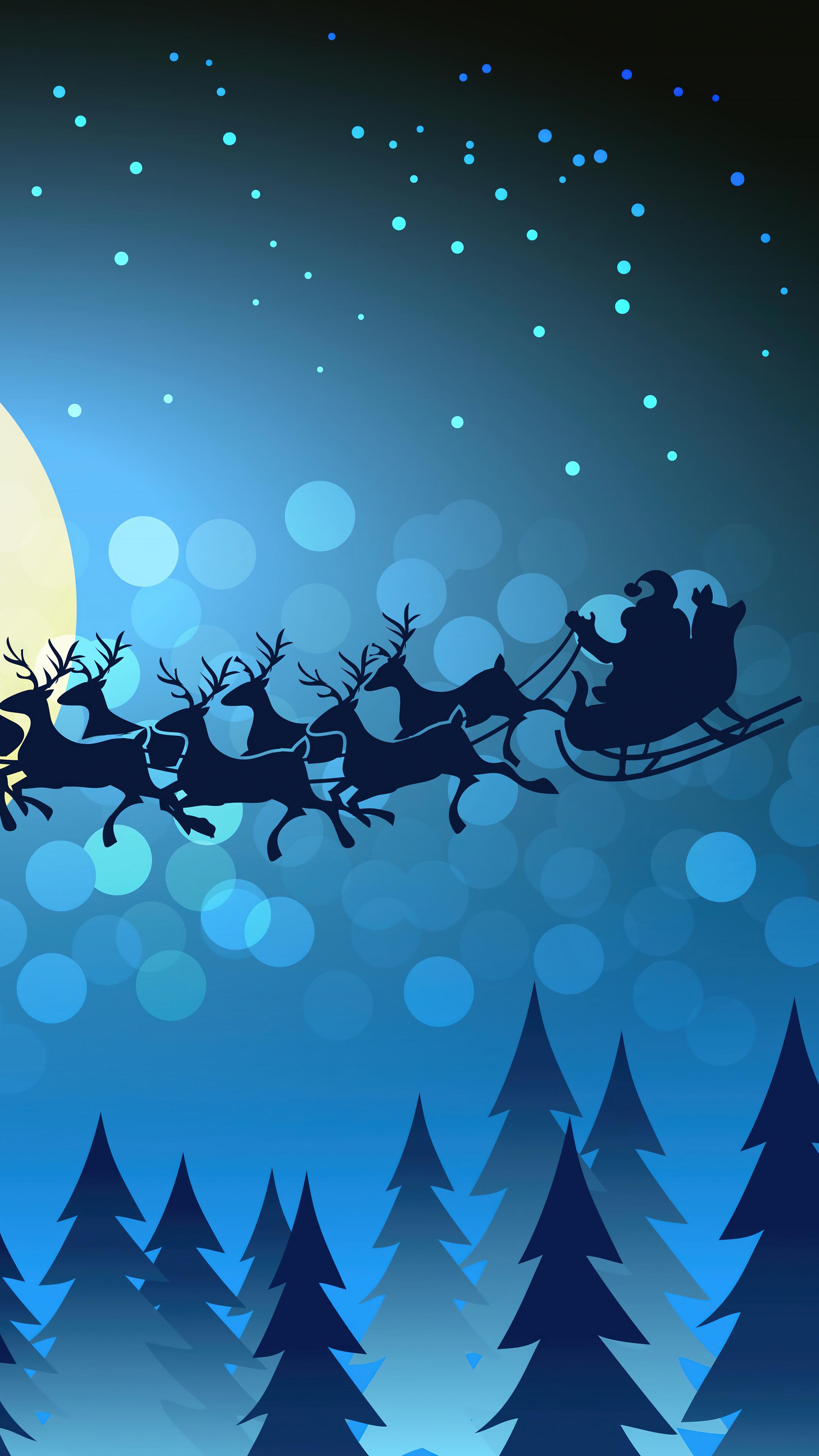 Santa Claus Sleigh Christmas Night 4k Wallpaper iPhone HD Phone 5760h
