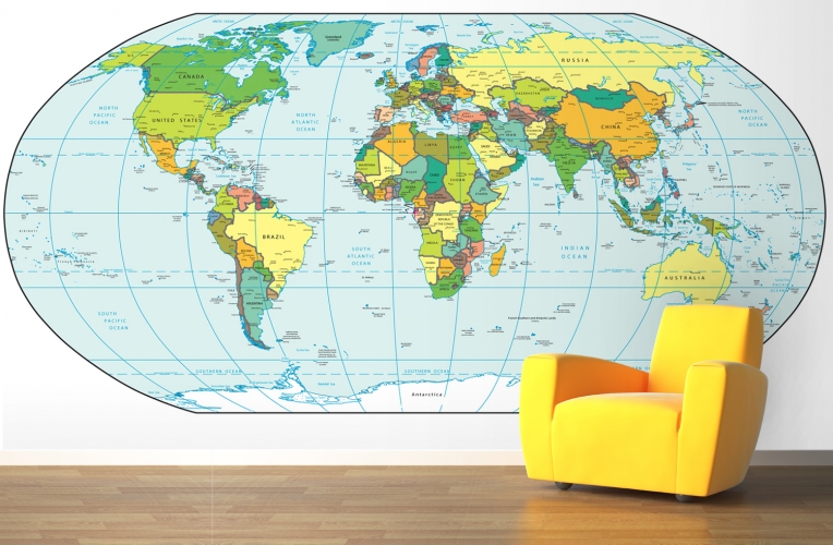 Detailed World Map Wallpaper Wall Mural Muralswallpaper Co Uk