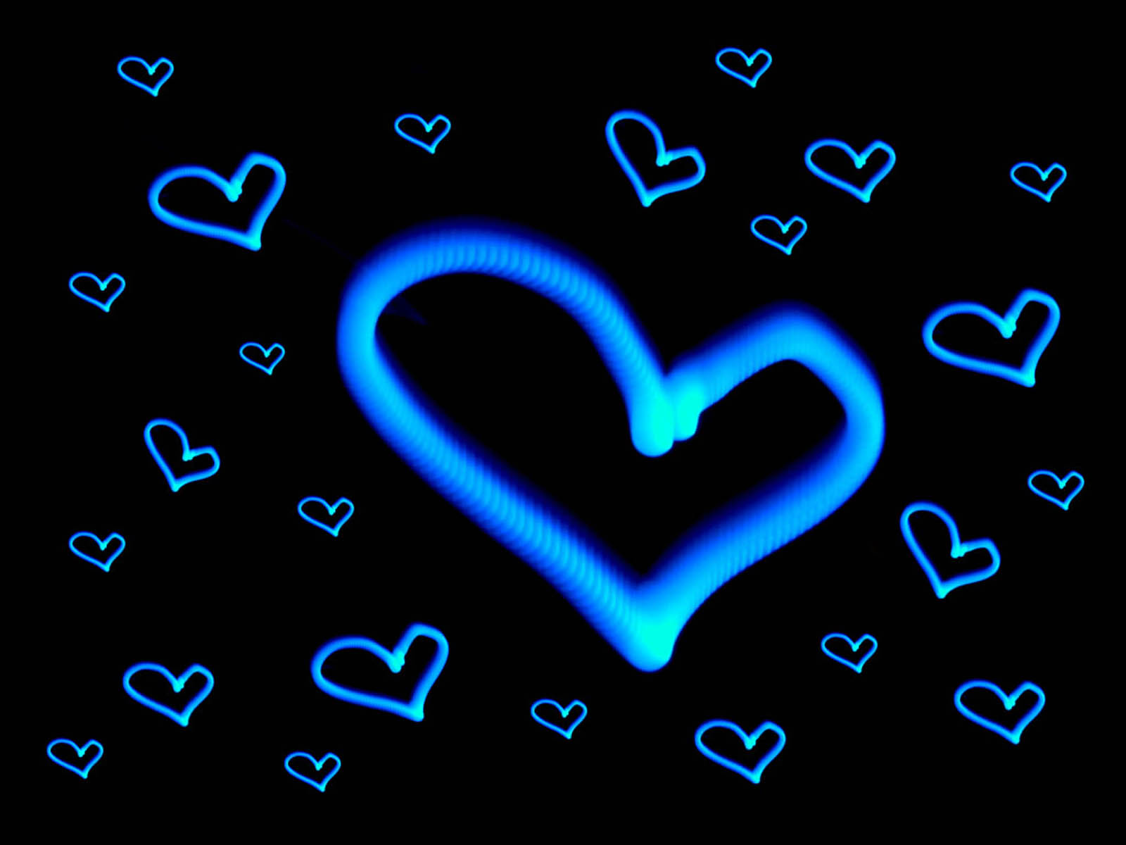 The Gallery For Gt Neon Blue Hearts Wallpaper
