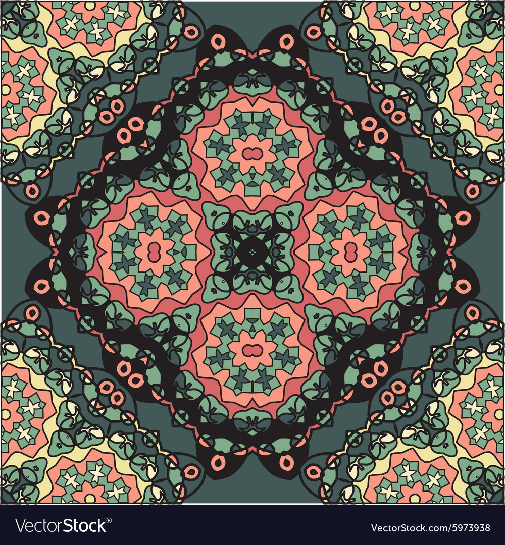 Abstract Retro Ornate Mandala Wallpaper For Vector Image