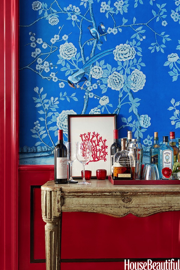 Chinoiserie Chic Red White And Blue Painted Woodwork
