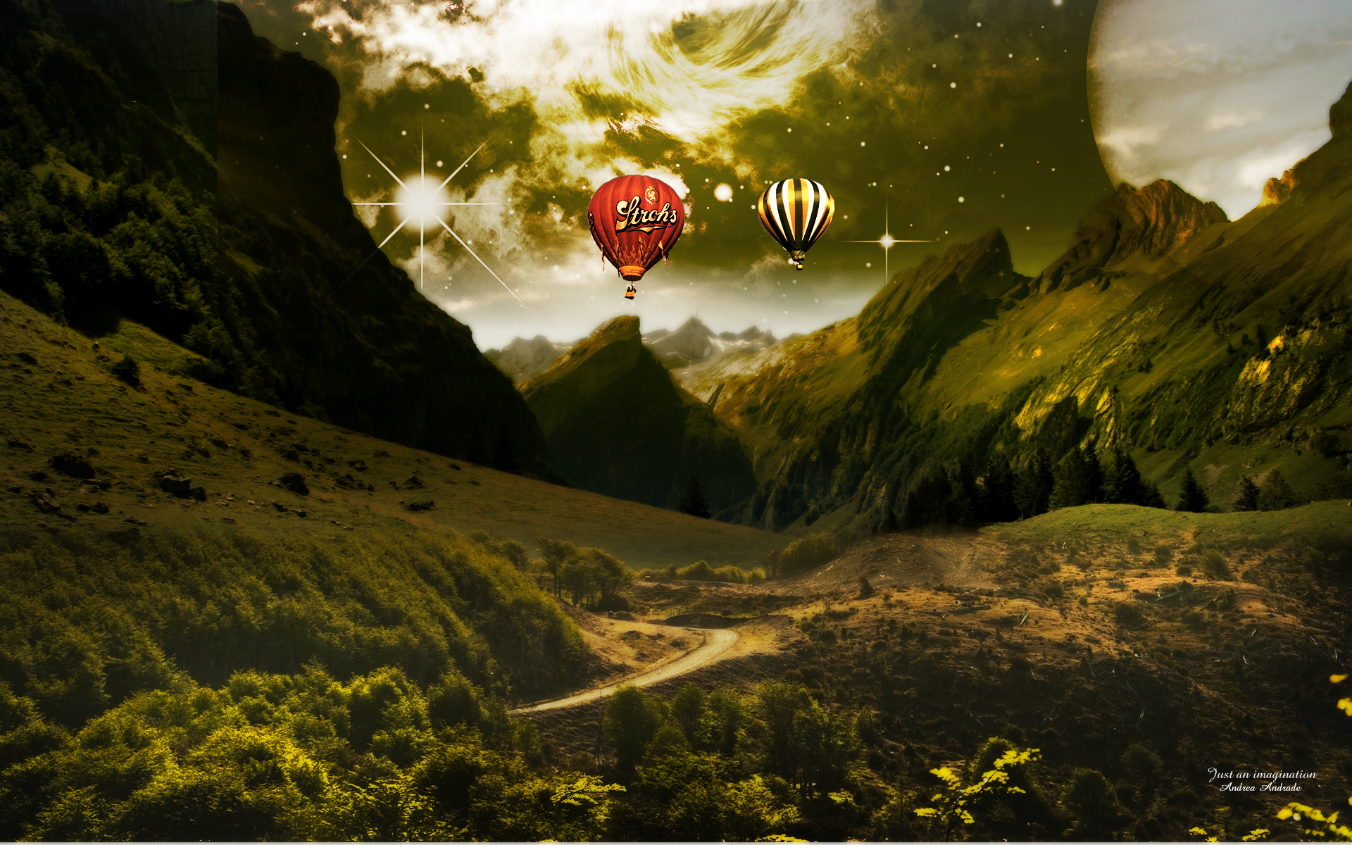 Fantasy 3d Landscape HD Wallpaper Balloon Creative Design