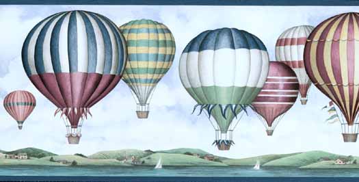 Blue Hot Air Balloon Wallpaper Border 525x266
