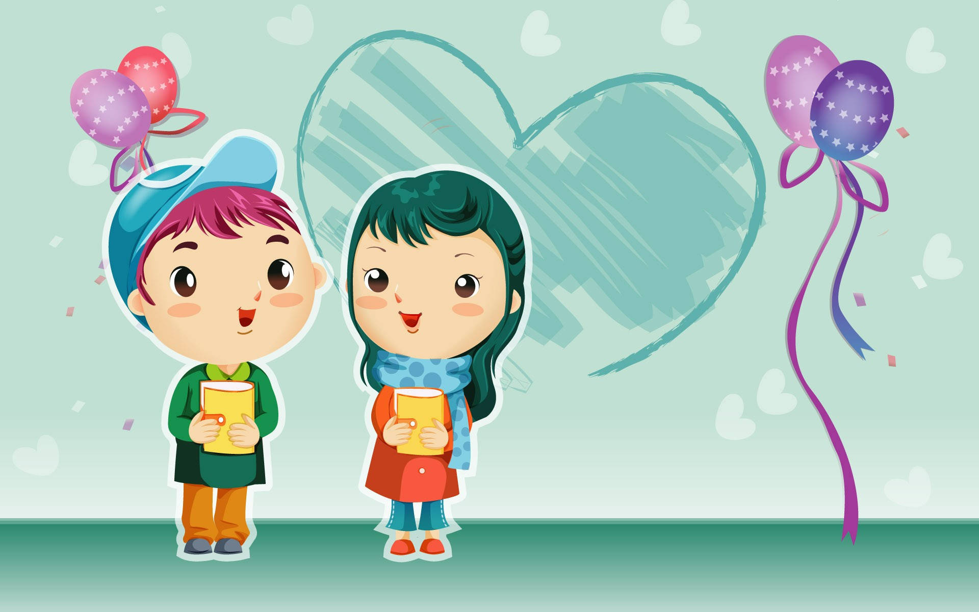 Cute Couple Cartoon Wallpaper